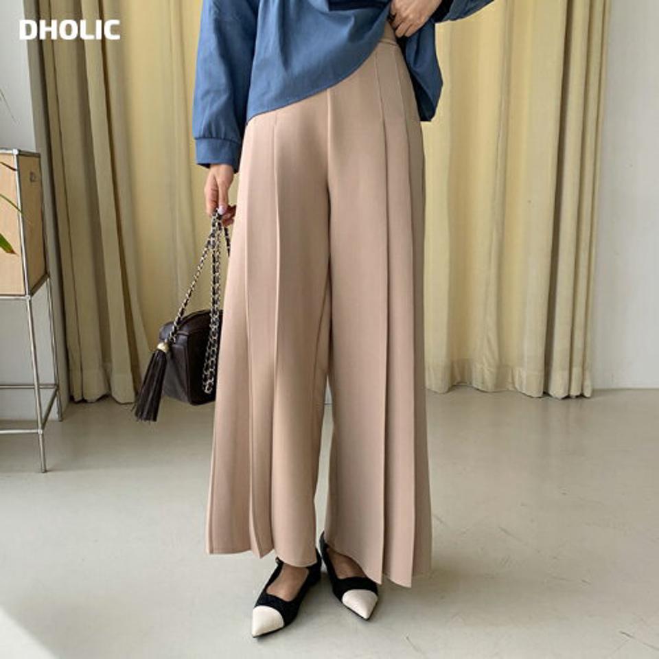 プリーツワイドスラックス・全3色・b65567 レディース 【pt】韓国ファッション ボトムス ロング ロングパンツ スラックスパンツ スラックス プリーツ ワイド ベーシック 無地 体型カバー オフィスカジュアル デイリー 足長 美脚 フェミニン 秋 春