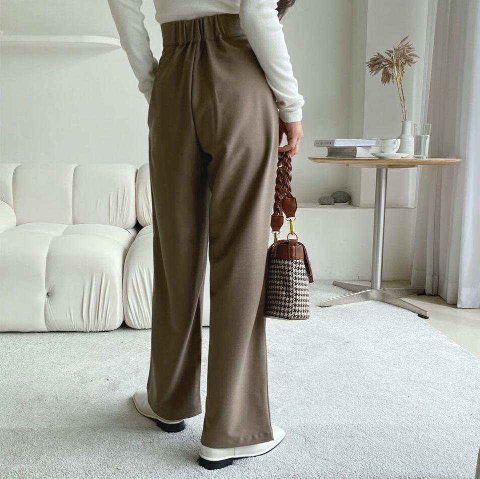 リボンワイドスラックス・全3色・b65578 レディース 【pt】韓国ファッション ボトムス ロング ロングパンツ スラックスパンツ スラックス リボンワイド無地 シンプル オフィスカジュアル デイリー 美脚 フェミニン 秋 春