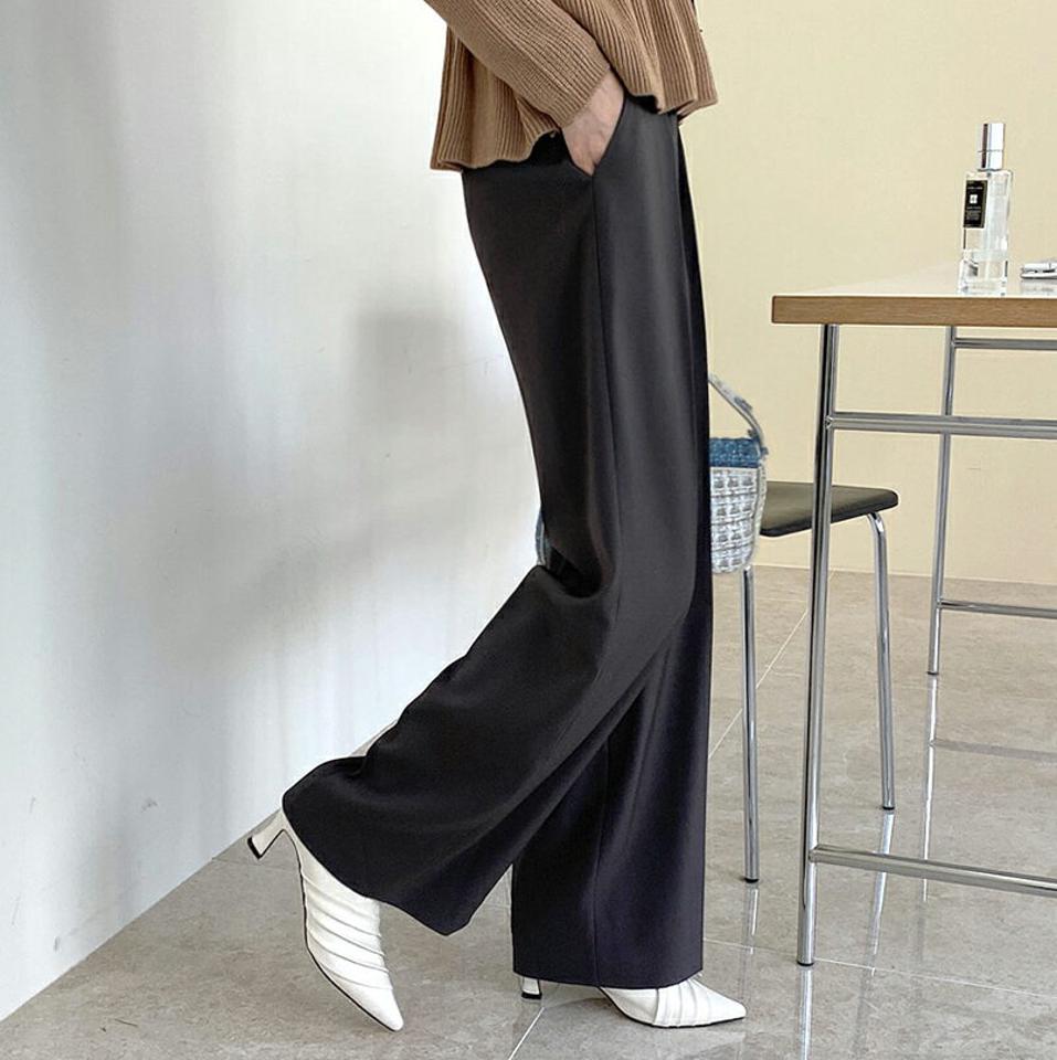 ワイドワンタックパンツ・全3色・t70346 レディース 【pt】 ボトムス ロング ロングパンツ ワイド ワンタック オフィスカジュアル オフィス スリム ベーシック 体型カバー 足長 着痩せ ストレート 春 秋 韓国ファッション ハイホリHIHOLLI