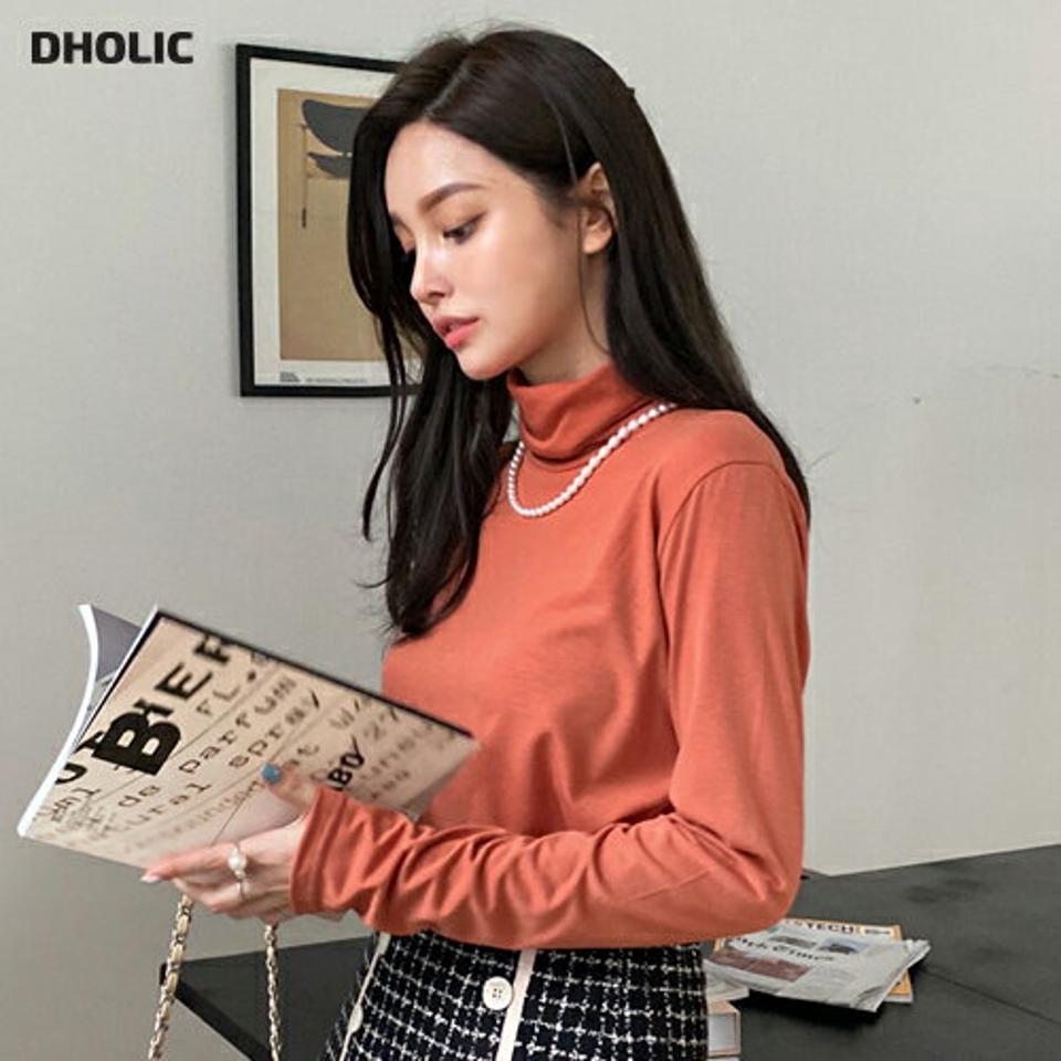 タートルネックTシャツ・全7色・t70386 レディース 【tops】 トップス Tシャツ 長袖 タートルネック スリム ルーズ ゆったり ベーシック 上品 冬 フェミニン 春 秋 韓国ファッション ハイホリHIHOLLI