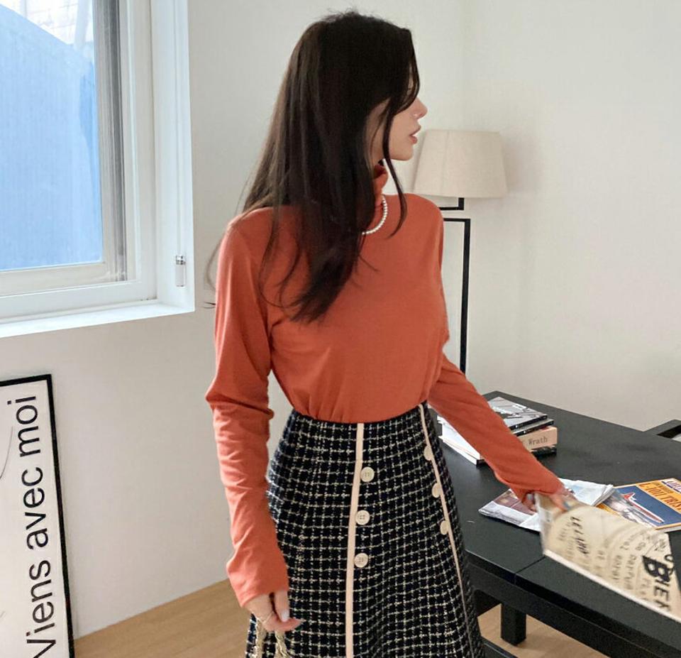 タートルネックTシャツ・全7色・t70386 レディース 【tops】 トップス Tシャツ 長袖 タートルネック スリム ルーズ ゆったり ベーシック 上品 冬 フェミニン 春 秋 韓国ファッション ハイホリHIHOLLI