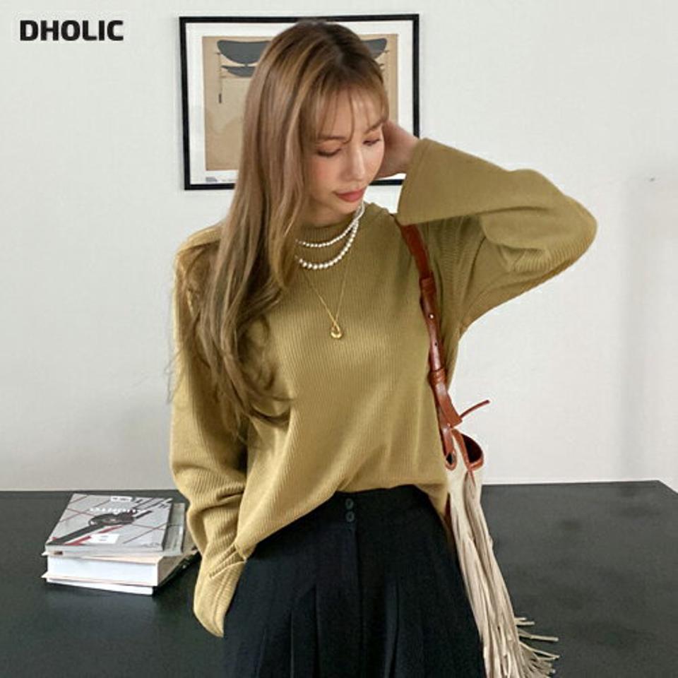 ワッフルラウンドネックニット・4全色・t70387 レディース 【tops】 トップス ニット 長袖 ワッフル ラウンドネック オーバーサイズ ルーズ カラーニット ゆったり フェミニン 体型カーバー 上品 冬 春 秋 韓国ファッション ハイホリHIHOLLI