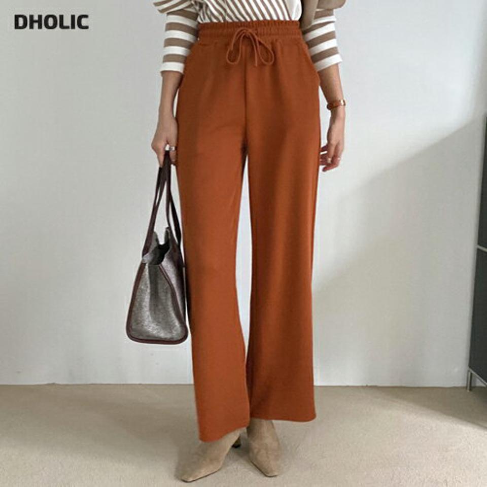 ドロストワイドニットパンツ・全4色・t70409 レディース 【pt】 ボトムス ロング ロングパンツ ニットパンツ ニット ゴム ストリング ワイド ストレート スリム あたたかい 体型カーバー 足長 着痩せ 冬 春 秋 韓国ファッション ハイホリHIHOLLI