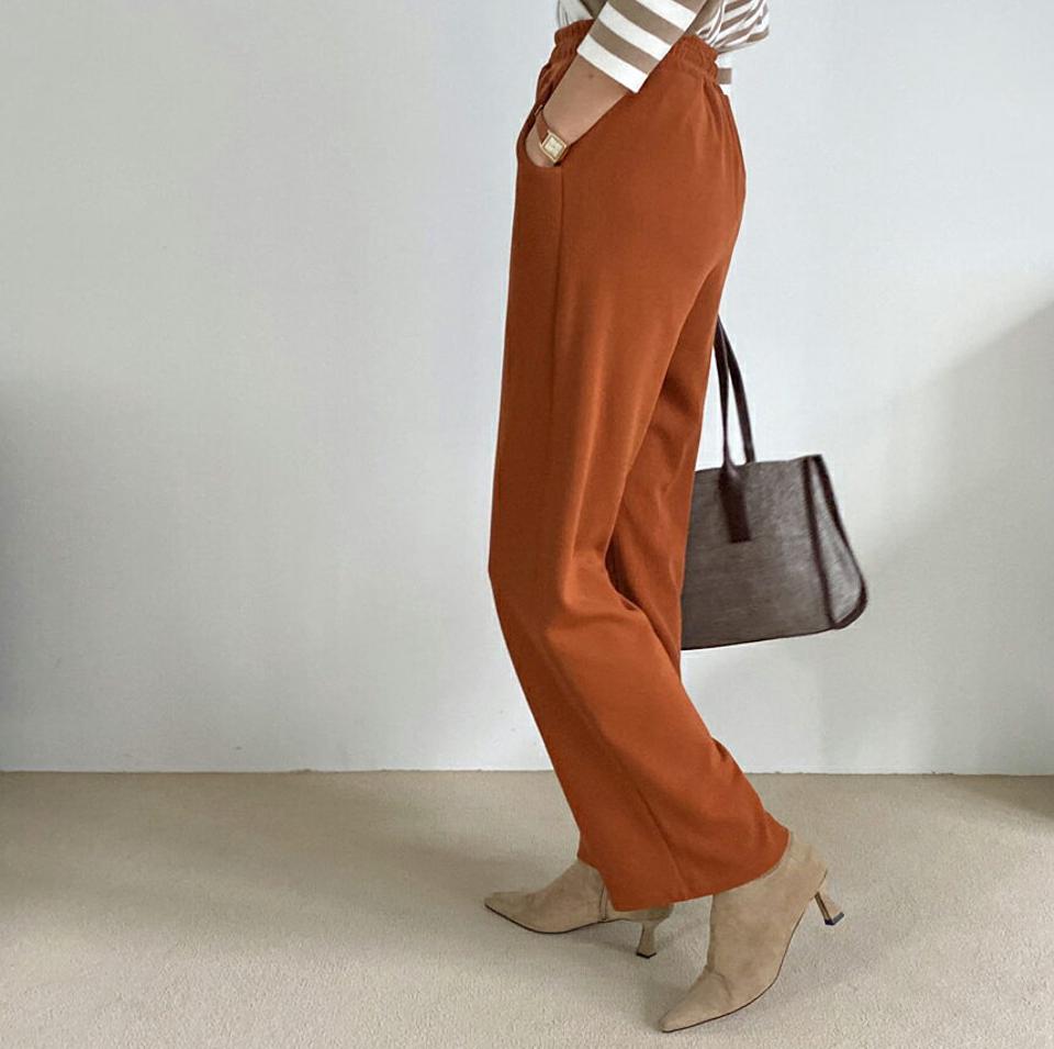 ドロストワイドニットパンツ・全4色・t70409 レディース 【pt】 ボトムス ロング ロングパンツ ニットパンツ ニット ゴム ストリング ワイド ストレート スリム あたたかい 体型カーバー 足長 着痩せ 冬 春 秋 韓国ファッション ハイホリHIHOLLI