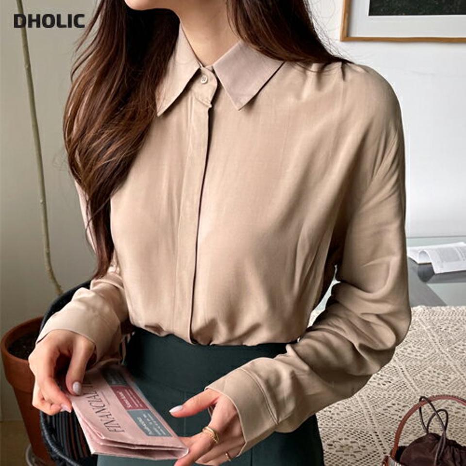 ショルダーギャザーブラウス・全4色・t66015 レディース 【bl】韓国ファッション トップス ブラウス 長袖 カラーネック ギャザー ショルダー ボタン 大人 上品 無地 ベーシック シンプル フェミニン カジュアル ガーリー 秋 春