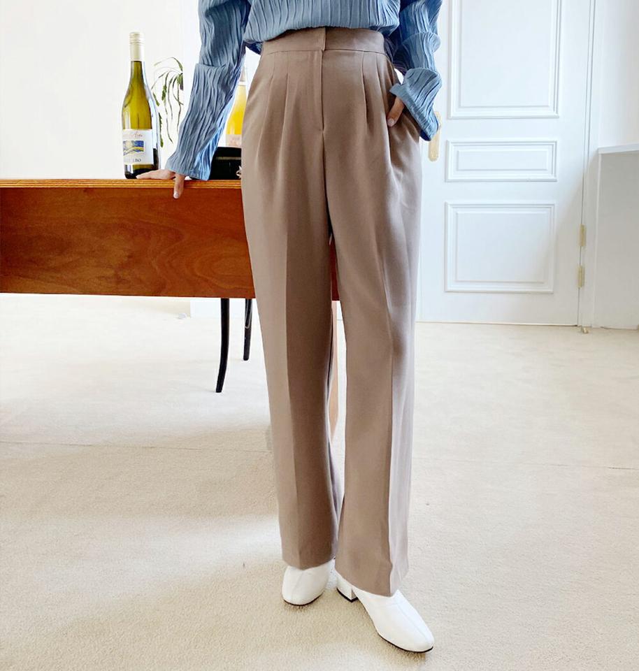 ツータックスラックス・全4色・t62921 レディース 【pt】韓国ファッション ボトムス ロング ロングパンツ スラックスパンツ スラックス ツータック ストレート 無地 ベーシック シンプル 体型カバー 足長 美脚 フェミニン 秋 春