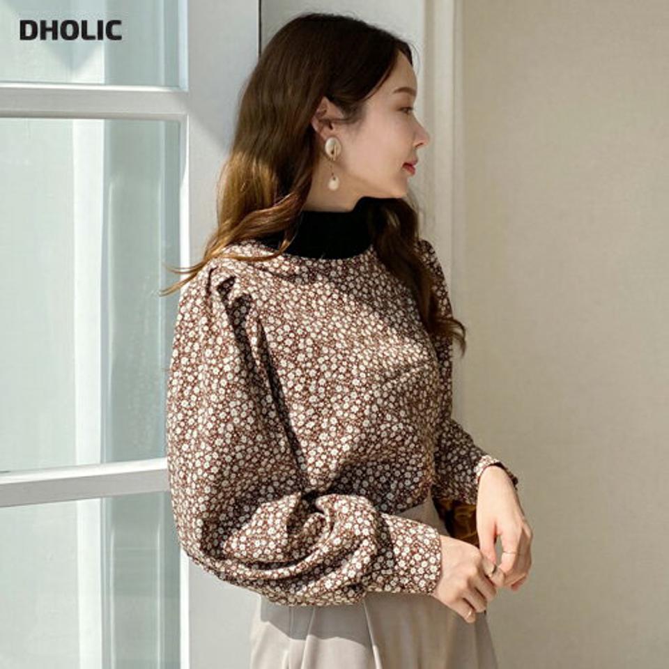 【クリアランスセール】フラワーポイントブラウス・全4色・t70353 レディース 【bl】 トップス ブラウス 長袖 フラワー パターン 花柄 ラウンドネック 大人 ユニーク フェミニン カジュアル 春 秋 韓国ファッション ハイホリHIHOLLI