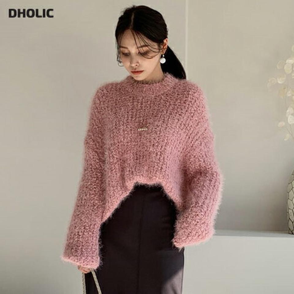 即日配送 ルーズラウンドネックニット・全5色・t70359 レディース 【tops】 トップス ニット 長袖 ラウンドネック ソフト ふわふわ ファー スリム ルーズ ゆったり 体型カバー 上品 冬 秋 韓国ファッション ハイホリHIHOLLI