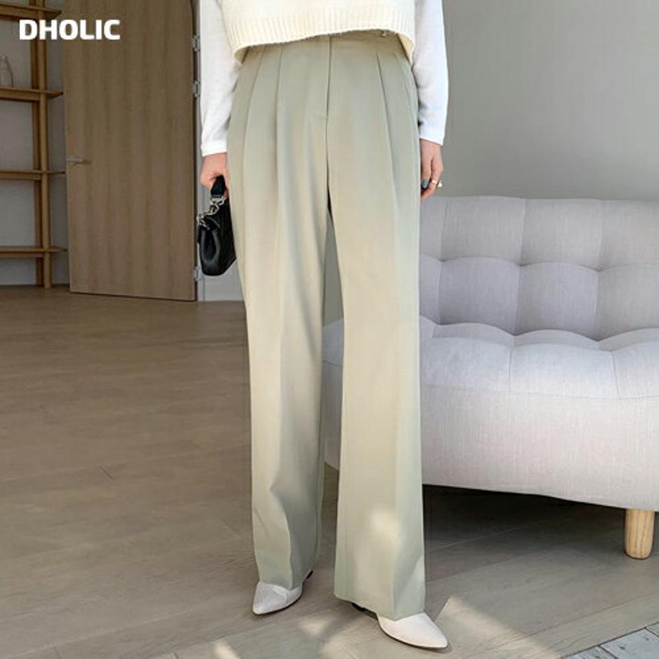 ツータックワイドパンツ・全3色・b70378 レディース 【pt】 ボトムス ロング ロングパンツ ツータック ワイド オフィスカジュアル オフィス ベーシック 体型カーバー 足長 着痩せ 春 秋 韓国ファッション ハイホリHIHOLLI