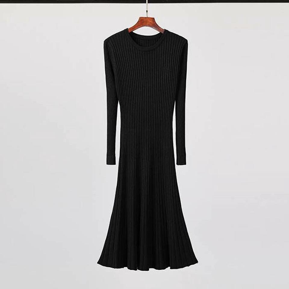 ニットワンピース ワンピース ニット リブ リブニット秋冬 ニットワンピ 大人 春 長袖 きれいめ ロング フレア 上品 袖あり 大人 カジュアル 通勤 オフィス 送料無料