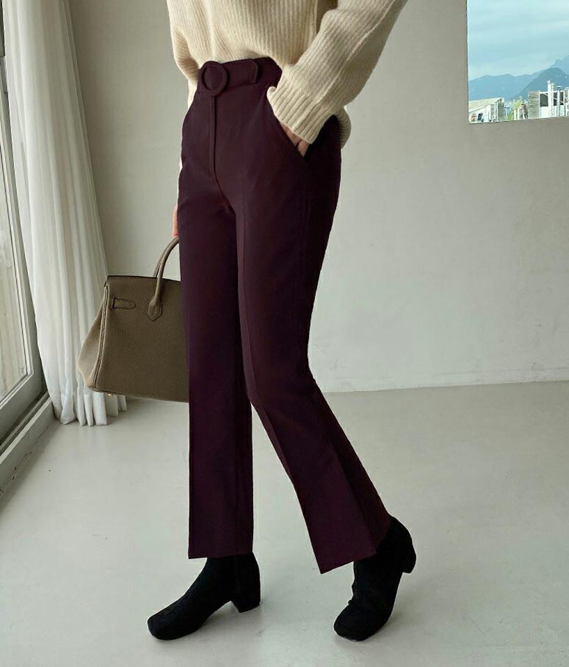 2TYPEベルトフレアスラックスパンツ・全4色・b70450 レディース 【pt】 ボトムス ロング ロングパンツ スラックス ベルト フレア オフィスカジュアル ベーシック 体型カバー 着痩せ 長足 春 秋 韓国ファッション ハイホリHIHOLLI