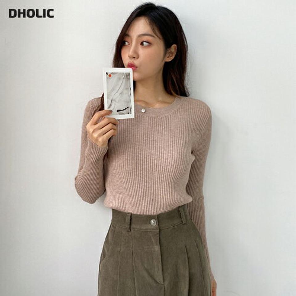 【只今10%OFF】ラウンドリブニット・全4色・t65615 レディース 【tops】韓国ファッション トップス ニット 大人 長袖 ラウンドネック リブ シンプル 無地 ベーシック カジュアル デイリー スリム 体型カバー フェミニン 上品 秋 春221【ニットセール】
