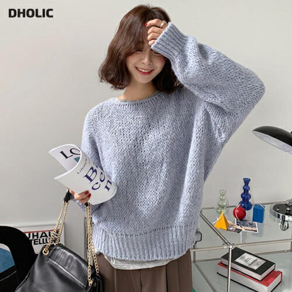 ≪人気商品再入荷≫アルパカ混ニット・全5色・t65590 レディース 【tops】韓国ファッション トップス ニット 年上 大人 長袖 ラウンドネック アルパカ混 シンプル カジュアル カラーニット オーバーサイズ ルーズ 体型カバー フェミニン 上品 秋 冬