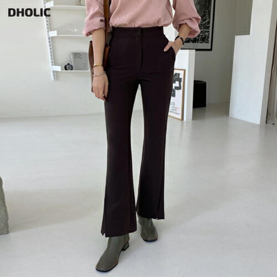 【新作10%OFF】スリットフレアスラックス・全3色・t00428 レディース 【pt】 ボトムス ロング ロングパンツ スラックス フレア スリット スリム フィット オフィスカジュアル ベーシック 体型カーバー 長足 春 秋 韓国 ファッション ハイホリHIHOLLI