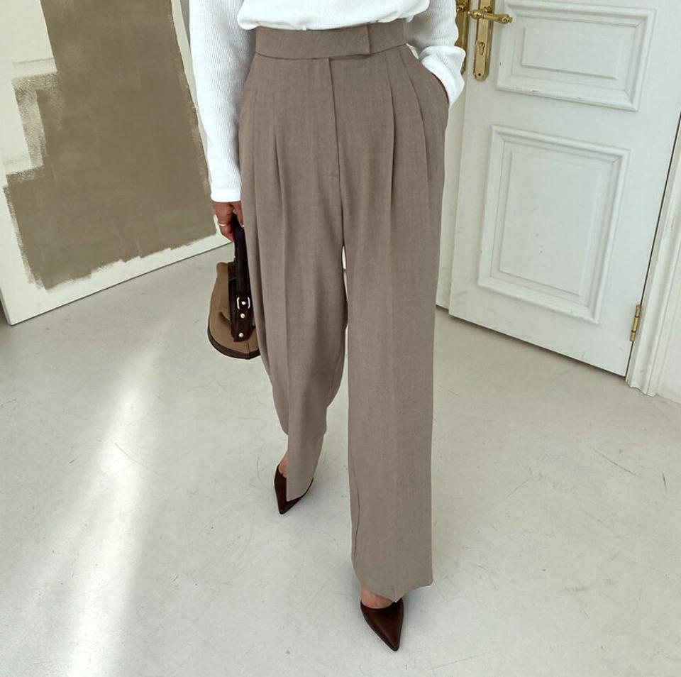 タックワイドスラックス・全5色・t58248 レディース 【pt】韓国ファッション ボトムス ロング ロングパンツ スラックスパンツ スラックス ツータック ワイド ロング丈 無地 ベーシック シンプル 美脚 フェミニン 秋 春239