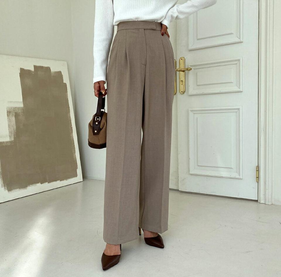 タックワイドスラックス・全5色・t58248 レディース 【pt】韓国ファッション ボトムス ロング ロングパンツ スラックスパンツ スラックス ツータック ワイド ロング丈 無地 ベーシック シンプル 美脚 フェミニン 秋 春239