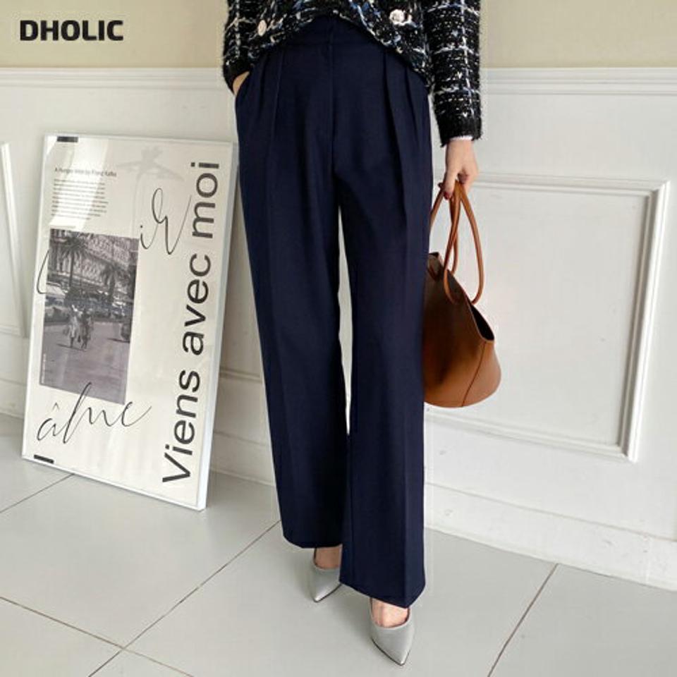 ワイドスラックスパンツ・全3色・b00135 レディース 【pt】 ボトムス ロング ロングパンツ スラックス ワイド ツータック ポケット オフィスカジュアル ベーシック 体型カーバー 着痩せ 長足 春 秋 韓国 ファッション ハイホリHIHOLLI