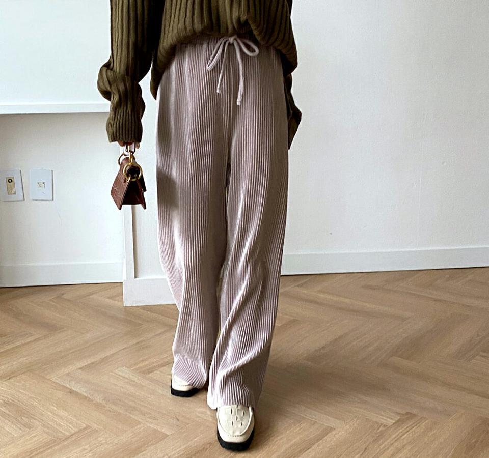 ベロアリブウエストゴムパンツ・全6色・t01143 レディース 【pt】韓国ファッション ボトムス パンツ ロング ロングパンツ ベロア リブ ゴム ベロアパンツ ストレート 無地 シンプル 美脚 ポケット 細身 足長 体型カーバー カジュアル 春 秋 NIJU