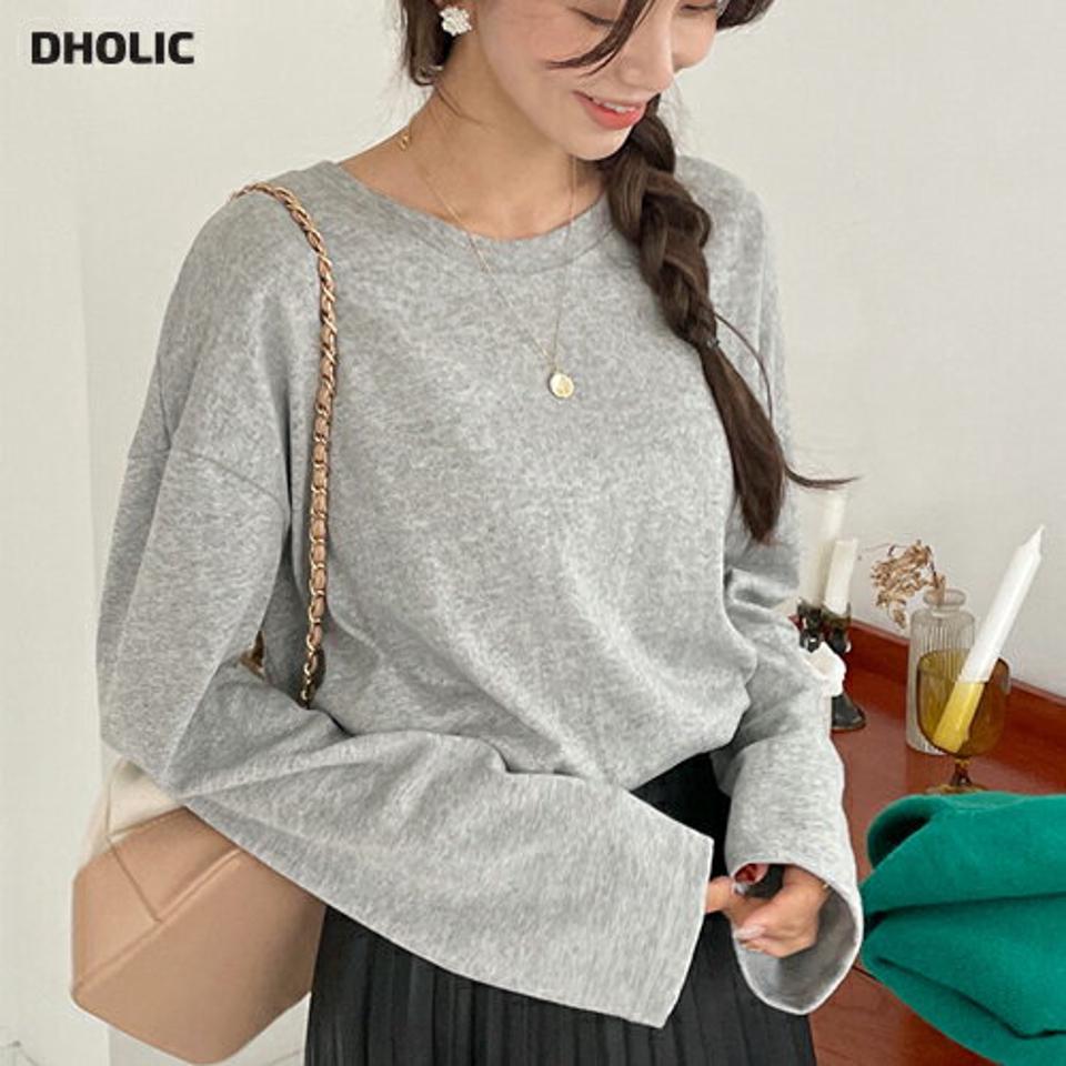 ラウンドルーズフィットTシャツ・全3色・t65137 レディース 【tops】韓国ファッション トップス Tシャツ 大人 長袖 ラウンドネック シンプル 無地 ベーシック カジュアル ルーズ 体型カバー 細身 フェミニン デイリー 上品 秋 春