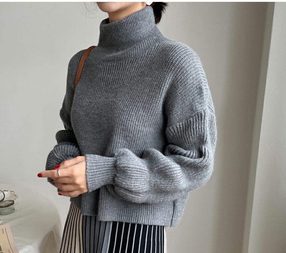 スリーブディテールタートルネックニット・全3色・t65147 レディース 【tops】韓国ファッション トップス ニット 大人 長袖 タートルネック スリーブ ディテール シンプル 無地 ベーシック ルーズ フェミニン 上品 秋 冬
