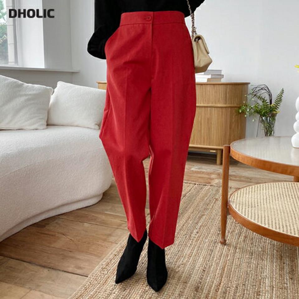 コットンバックゴムパンツ・全3色・b70526 レディース 【pt】 ボトムス ロング ロングパンツ コットン バックゴム ストレート ポケット カジュアル カラーパンツ ベーシック 着痩せ 長足 春 秋 韓国ファッション ハイホリHIHOLLI