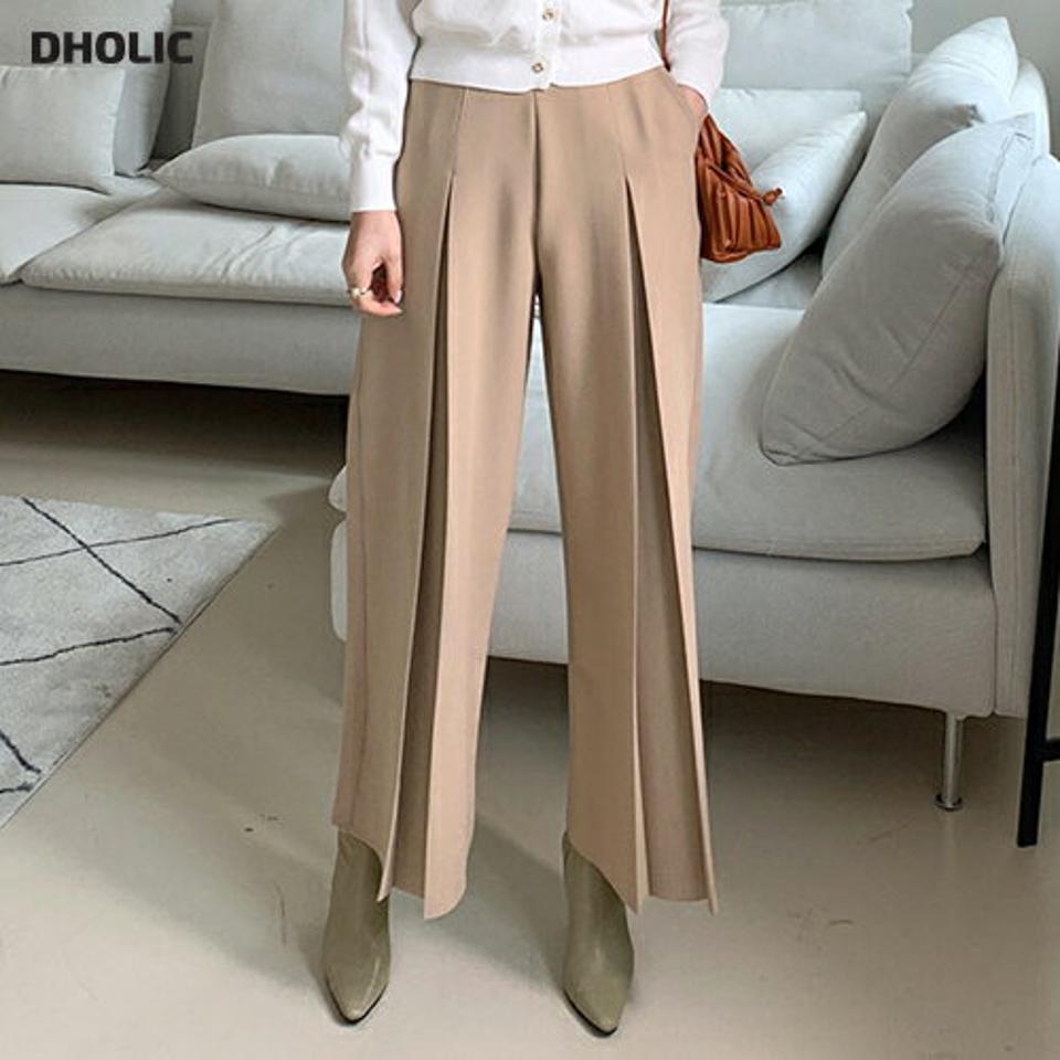タックワイドフレアパンツ・全3色・b70527 レディース 【pt】 ボトムス ロング ロングパンツ タック ワイド フレア スリム カジュアル オフィスカジュアル ベーシック 体型カーバー 着痩せ 長足 春 秋 韓国 ファッション ハイホリHIHOLLI