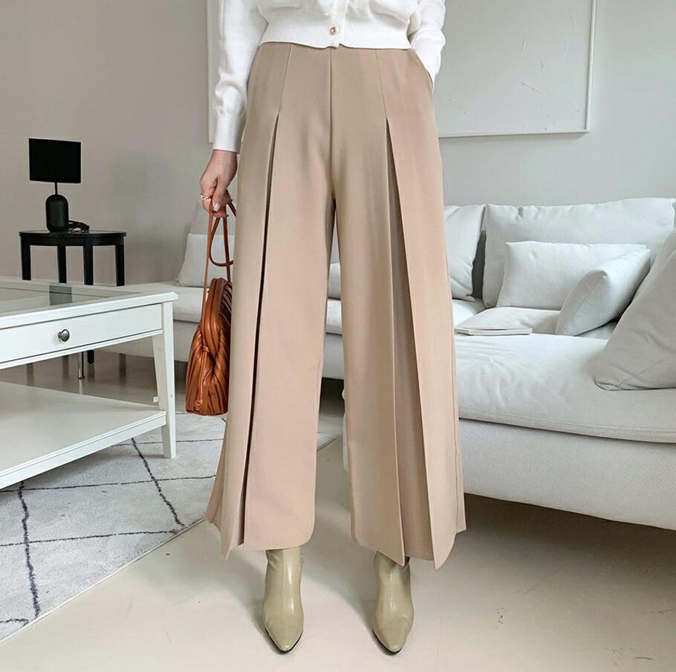 タックワイドフレアパンツ・全3色・b70527 レディース 【pt】 ボトムス ロング ロングパンツ タック ワイド フレア スリム カジュアル オフィスカジュアル ベーシック 体型カーバー 着痩せ 長足 春 秋 韓国 ファッション ハイホリHIHOLLI
