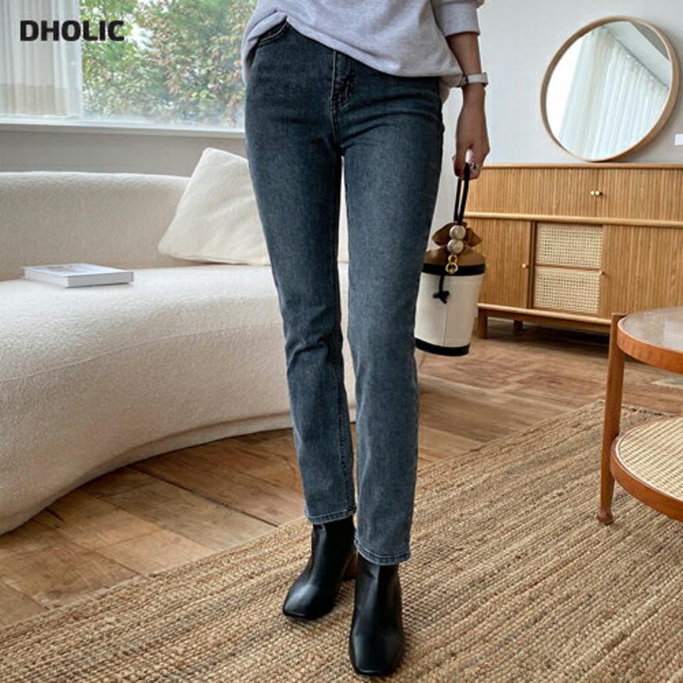 ストレートデニムパンツ・全1色・t70528 レディース 【pt】 ボトムス ロング ロングパンツ デニムパンツ デニム ストレート セミハイウエスト ハイウエスト ベーシック 体型カバー 着痩せ 長足 春 秋 韓国ファッション ハイホリHIHOLLI