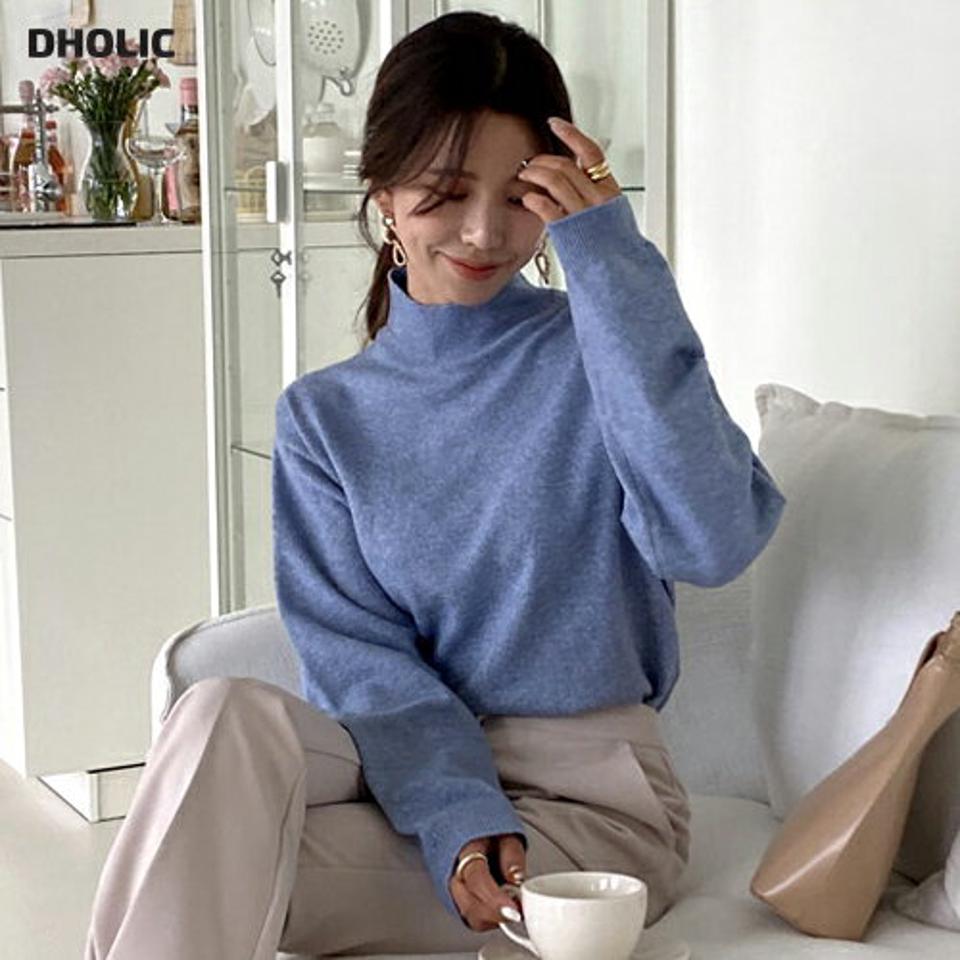 ハイネック長袖ニット・全5色・t66038 レディース 【tops】韓国ファッション トップス ニット 大人 長袖 ハイネック シンプル カジュアル 無地 伸縮性 ベーシック カラーニット ルーズ フェミニン 上品 秋 冬