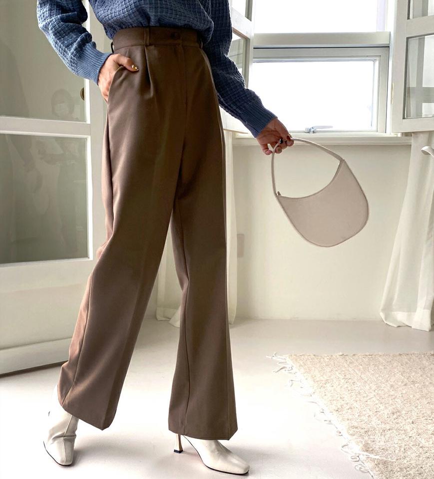 ワンタックワイドスラックス・全4色・t66054 レディース 【pt】韓国ファッション ボトムス ロング ロングパンツ スラックスパンツ スラックス ワンタック ワイド ロング丈 ストレート シンプル 足長 美脚 フェミニン 秋 春