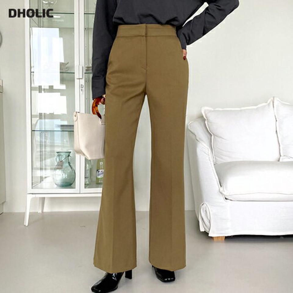 セミフレアスラックスパンツ・全3色・t66055 レディース 【pt】韓国ファッション ボトムス ロング ロングパンツ スラックスパンツ スラックス セミフレア ロング丈 モダン 無地 シンプル 足長 美脚 フェミニン 秋 春