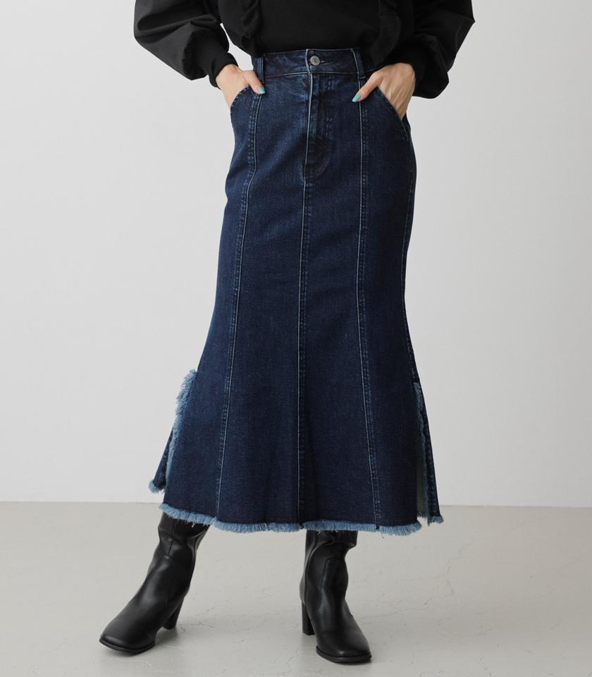 FRINGE MERMAID DENIM SKIRT/フリンジマーメイドデニムスカート