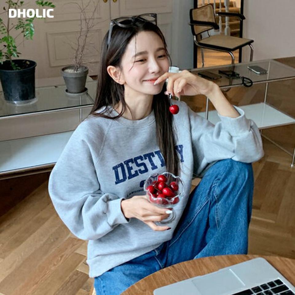 裏起毛ラグランレタリングスウェット・全4色・b58295 レディース 【tops】韓国ファッション トップス スウェット 大人 長袖 ラウンドネック 裏起毛 ビンテージ風 ラグラン レタリング ベーシック シンプル カジュアル ルーズ 体型カーバー 秋 冬