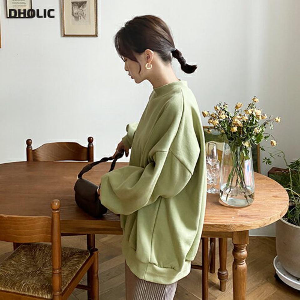 【LUCKY PRICE】裏起毛ハーフネックスウェット・全5色・t58272 レディース 【tops】韓国ファッション トップス スウェット 大人 長袖 ハーフネック 裏起毛 モダン 大人 無地 ベーシック シンプル カジュアル ルーズ 体型カーバー 上品 デイリー 秋 冬【セール】