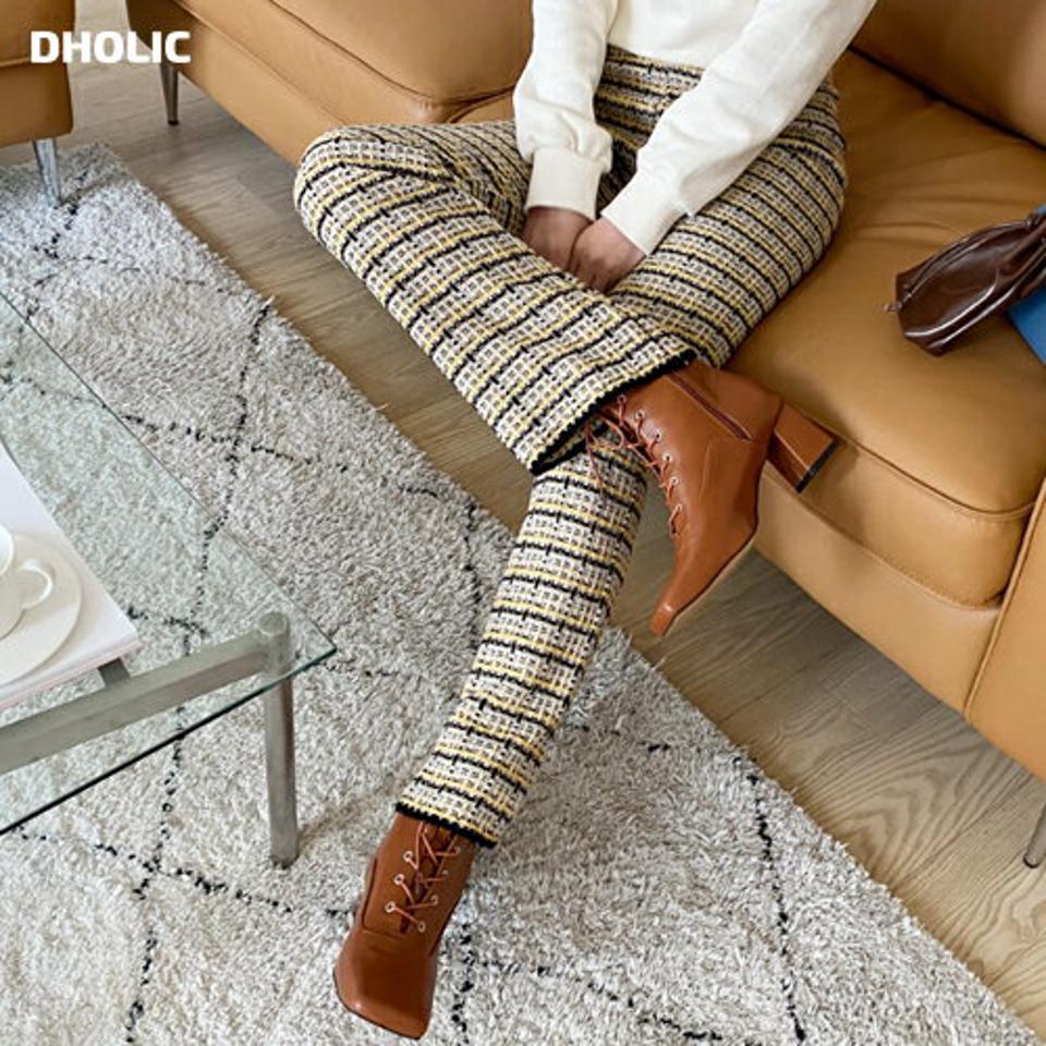 ツイード調ニットパンツ・全3色・t00454 レディース 【pt】 ボトムス ロング ロングパンツ ツイード ニットパンツ ストレート スリム フィット ベーシック 着痩せ 長足 年上 大人 春 秋 韓国ファッション ハイホリHIHOLLI