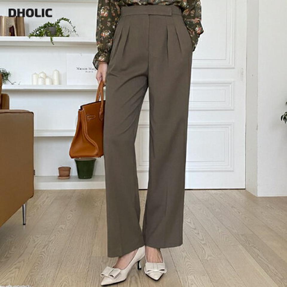 タックワイドスラックスパンツ・全3色・t00456 レディース 【pt】 ボトムス ロング ロングパンツ タック ワイド スラックス オフィスカジュアル オフィス ベーシック 体型カバー 着痩せ 長足 春 秋 韓国ファッション ハイホリHIHOLLI