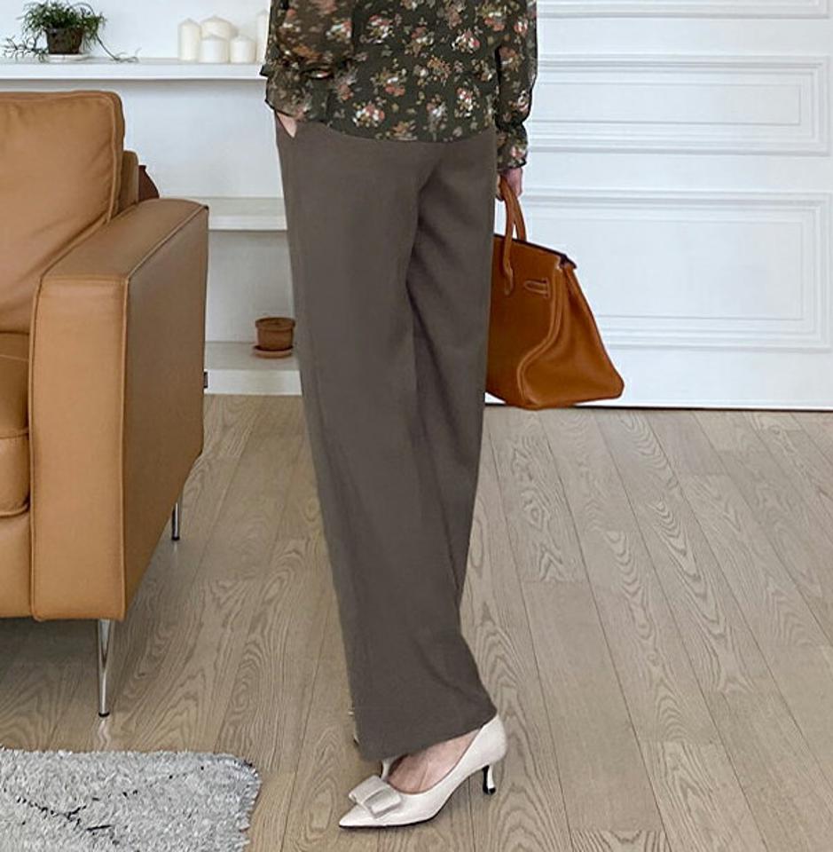 タックワイドスラックスパンツ・全3色・t00456 レディース 【pt】 ボトムス ロング ロングパンツ タック ワイド スラックス オフィスカジュアル オフィス ベーシック 体型カバー 着痩せ 長足 春 秋 韓国ファッション ハイホリHIHOLLI