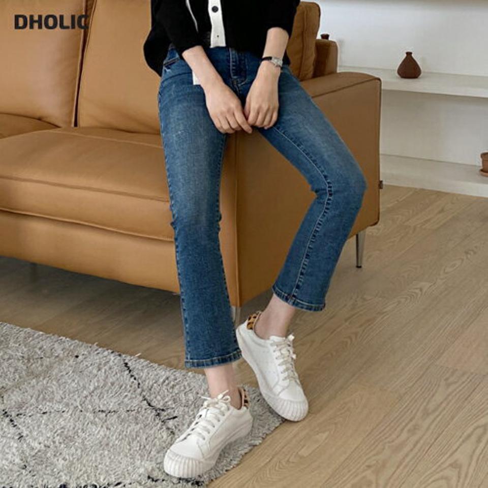 クラッシュスキニーデニムパンツ・全1色・b00457 レディース 【pt】 ボトムス ロング ロングパンツ スキニー デニムパンツ デニム ビンテージ ウォッシング クラッシュ ベーシック 体型カバー 着痩せ 長足 春 秋 韓国ファッション ハイホリHIHOLLI