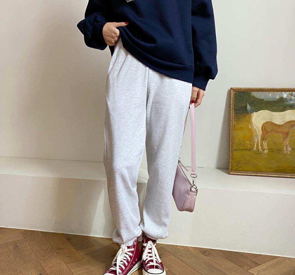 裏起毛ジョガーパンツ・全5色・b58290 レディース 【pt】韓国ファッション ボトムス ロング ロングパンツ ジョガーパンツ 裏起毛 ワイド ロング丈 ゴム スウェット 無地 ポケット シンプル 体型カバー 足長 美脚 カジュアル 秋 冬