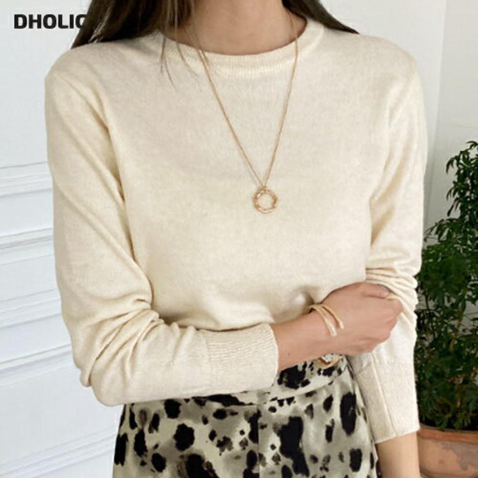 ラウンドネックニット・全5色・t00464 レディース 【tops】 トップス ニット 長袖 ベーシック ラウンドネック ルーズ ゆったり 上品 スリム あたたかい カジュアル 冬 春 秋 韓国ファッション ハイホリHIHOLLI