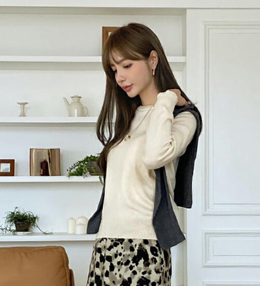 ラウンドネックニット・全5色・t00464 レディース 【tops】 トップス ニット 長袖 ベーシック ラウンドネック ルーズ ゆったり 上品 スリム あたたかい カジュアル 冬 春 秋 韓国ファッション ハイホリHIHOLLI