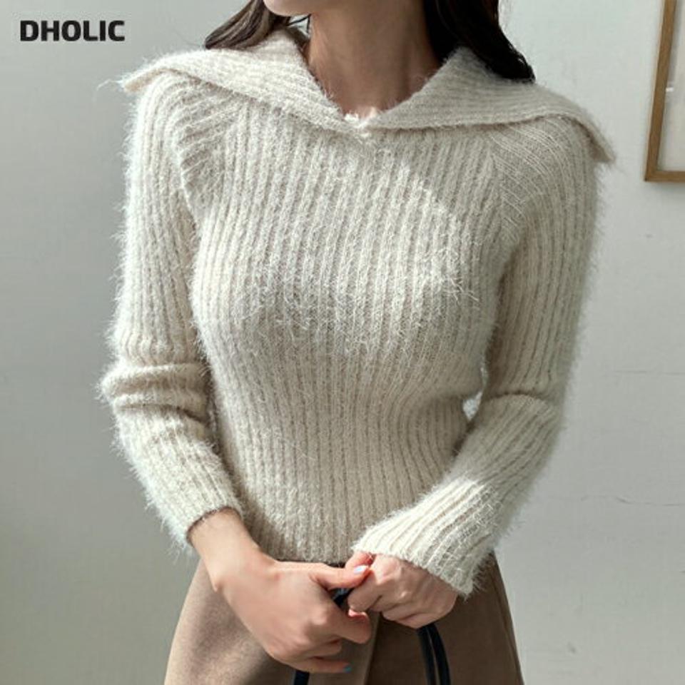 カラーネッククロップドニット・全4色・t70549 レディース 【tops】 トップス ニット 長袖 クロップド丈 カラーネック ソフト ルーズ ゆったり あたたかい カジュアル 体型カバー秋 冬 韓国ファッション ハイホリHIHOLLI