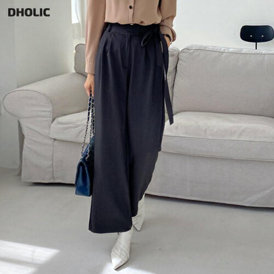 ストラップワイドパンツ・全3色・t70558 レディース 【pt】 ボトムス ロング ロングパンツ スリム ストラップ ワイド ベーシック 体型カーバー 着痩せ 長足秋 冬 韓国ファッション ハイホリHIHOLLI