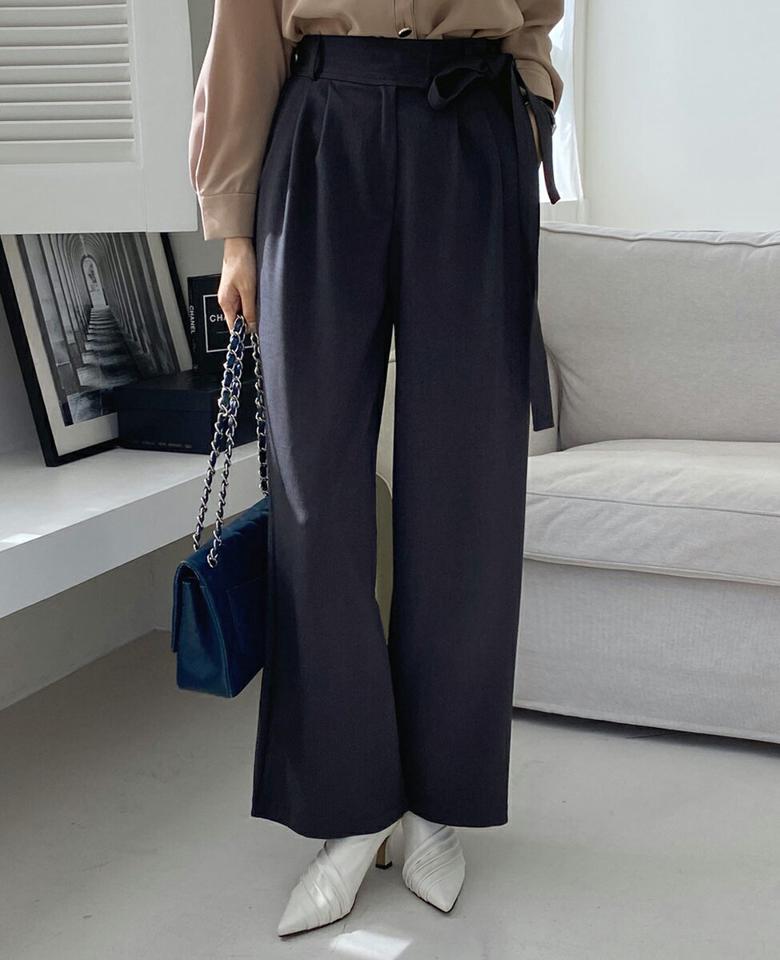 ストラップワイドパンツ・全3色・t70558 レディース 【pt】 ボトムス ロング ロングパンツ スリム ストラップ ワイド ベーシック 体型カーバー 着痩せ 長足秋 冬 韓国ファッション ハイホリHIHOLLI