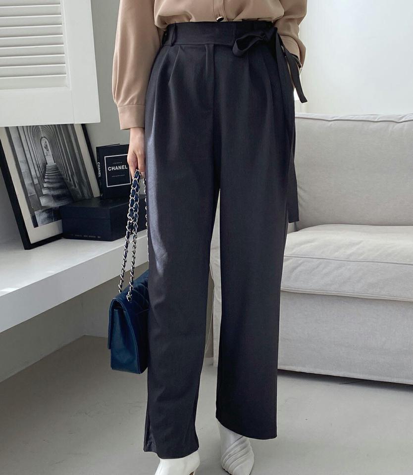 ストラップワイドパンツ・全3色・t70558 レディース 【pt】 ボトムス ロング ロングパンツ スリム ストラップ ワイド ベーシック 体型カーバー 着痩せ 長足秋 冬 韓国ファッション ハイホリHIHOLLI