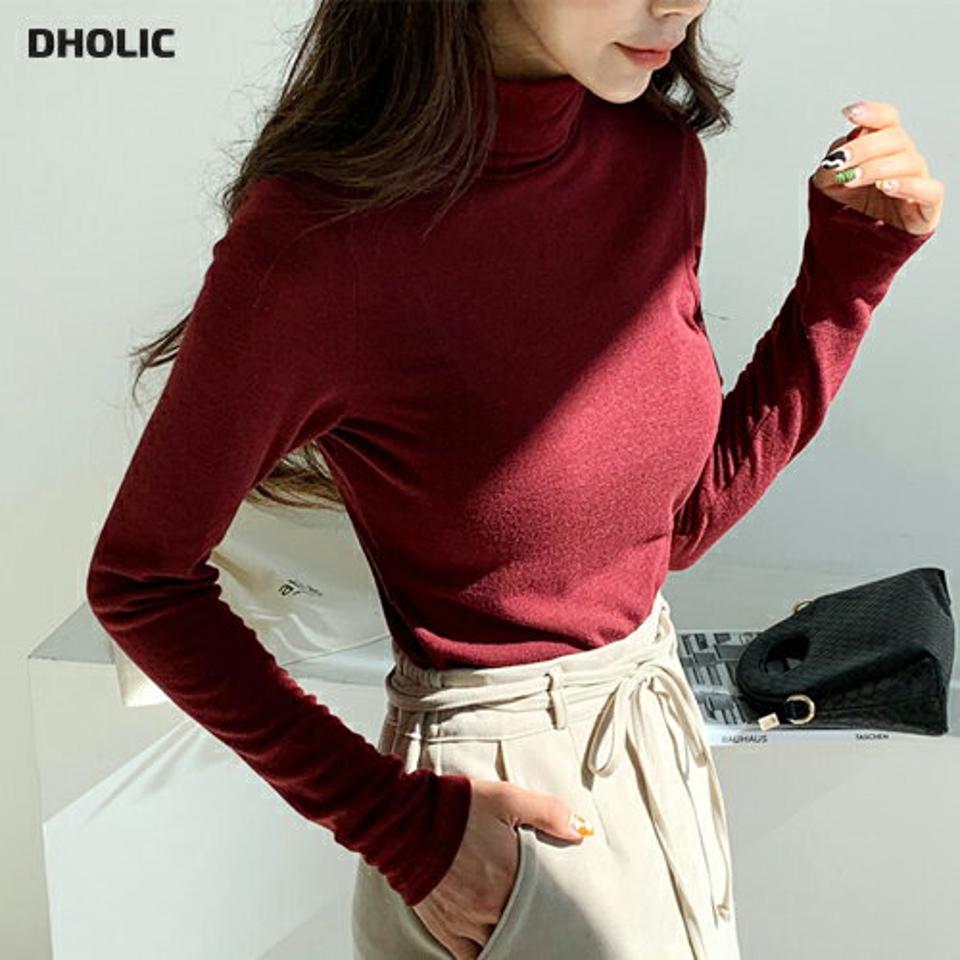 バックスリットタートルネックTシャツ・全3色・t65649 レディース 【tops】韓国ファッション トップス Tシャツ 大人 長袖 タートルネック スリット シンプル 無地 ベーシック カジュアル スリム 体型カバー 細身 フェミニン デイリー 上品 秋 冬