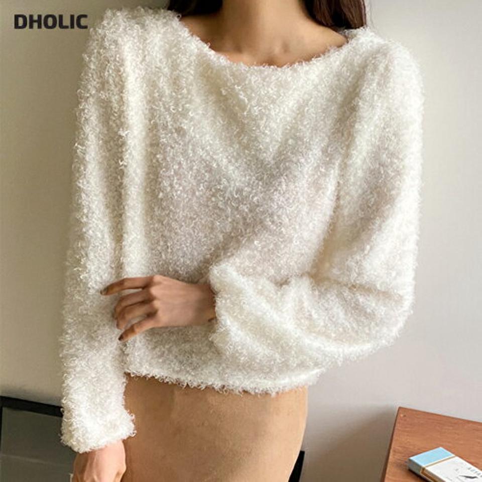 即日配送 ファータッチ長袖ブラウス・全3色・t62963 レディース 【bl】韓国ファッション トップス ブラウス 長袖 ボートネック ファータッチ フェイクファー プードル風 大人 上品 ボタン シンプル フェミニン カジュアル ガーリー 秋 冬