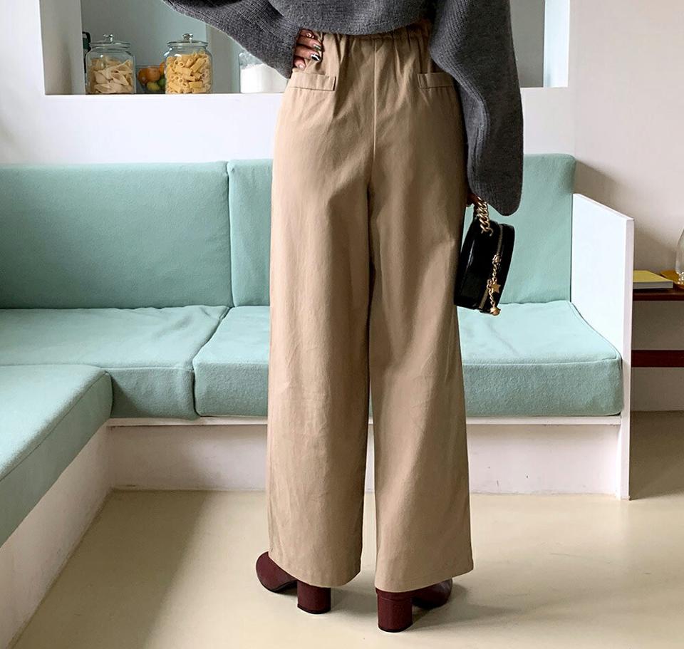 ツータックワイドパンツ・全3色・t62952 レディース 【pt】韓国ファッション ボトムス ロング ロングパンツ ツータック ワイドパンツ ロング丈 ゴム ポケット 無地 シンプル 体型カバー 足長 美脚 フェミニン 秋 春