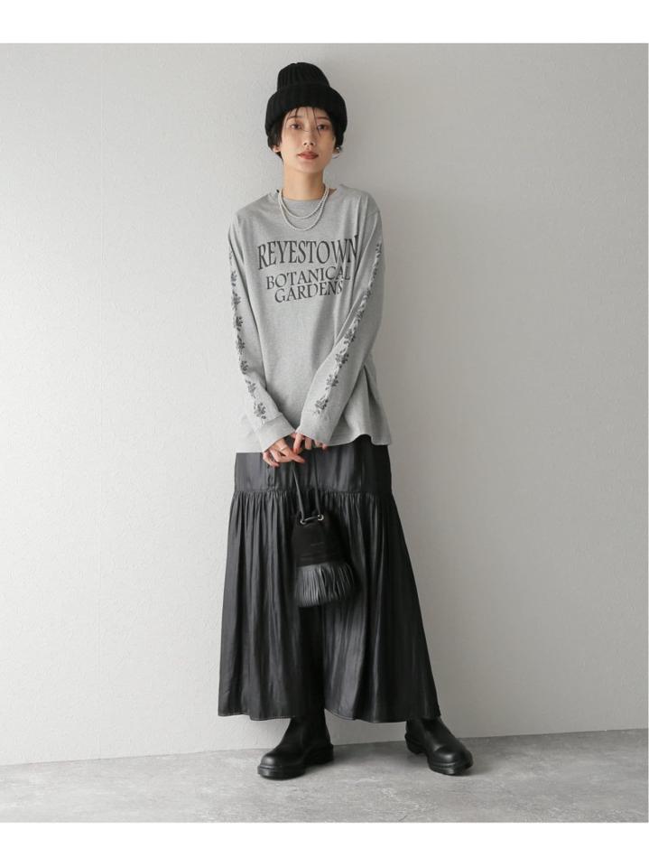 コットンテンジクプリントロングスリーブTシャツ
