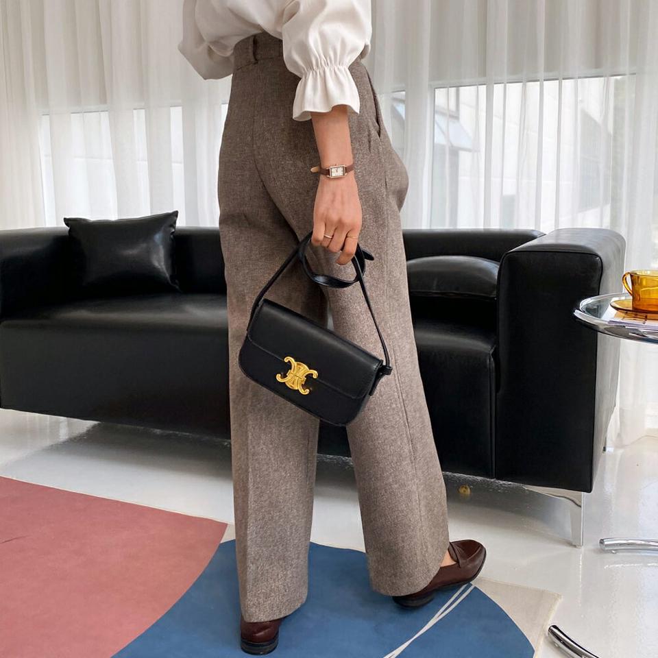 チェックストレートスラックス・全2色・t65228 レディース 【pt】韓国ファッション ロング ロングパンツ スラックスパンツ スラックス チェック ストレート ロング丈 ワンタック シンプル 足長 美脚 フェミニン 秋 冬